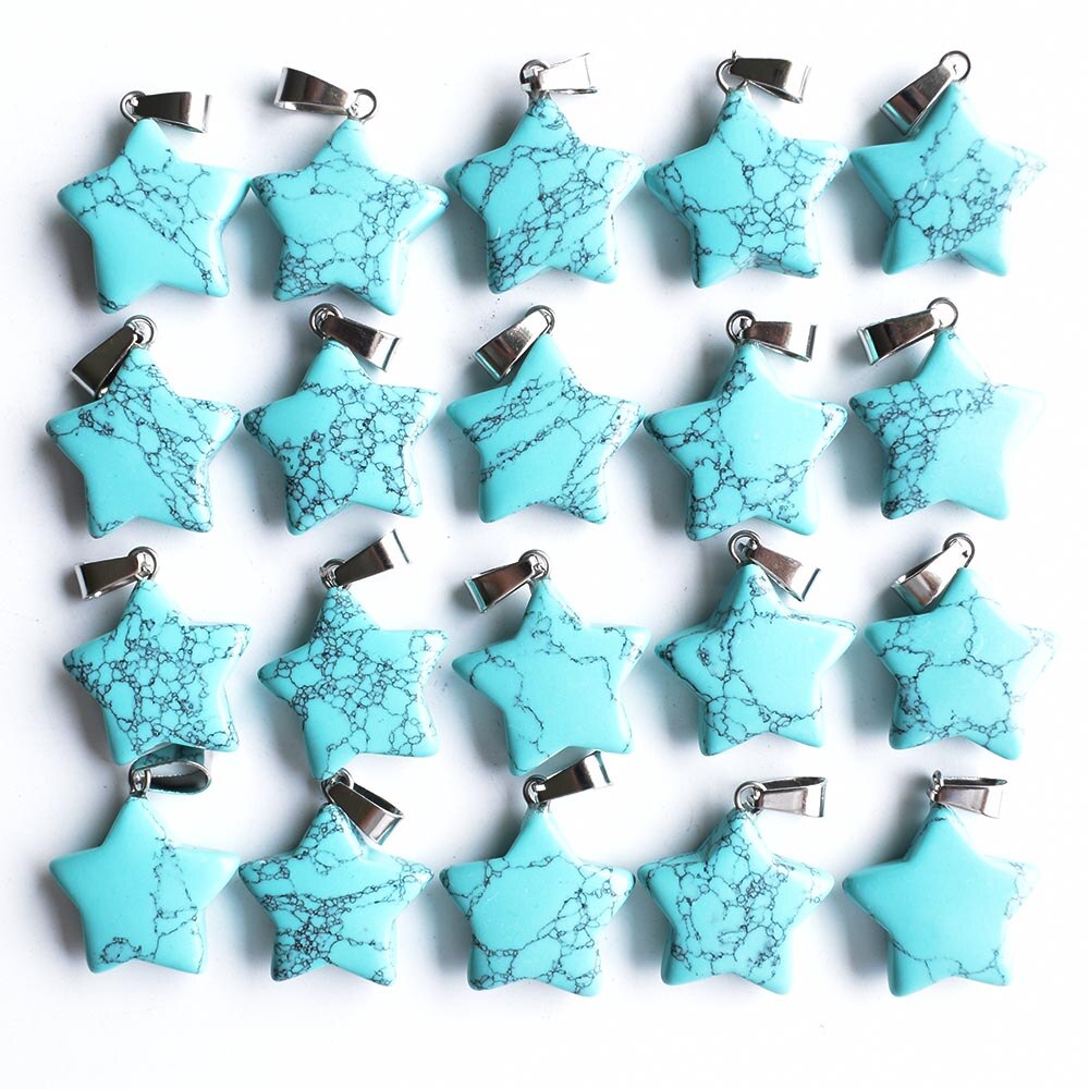 Verschiedene naturstein mixed star charms anhänger für DIY schmuck machen 24 teile/los freies: Turquoise