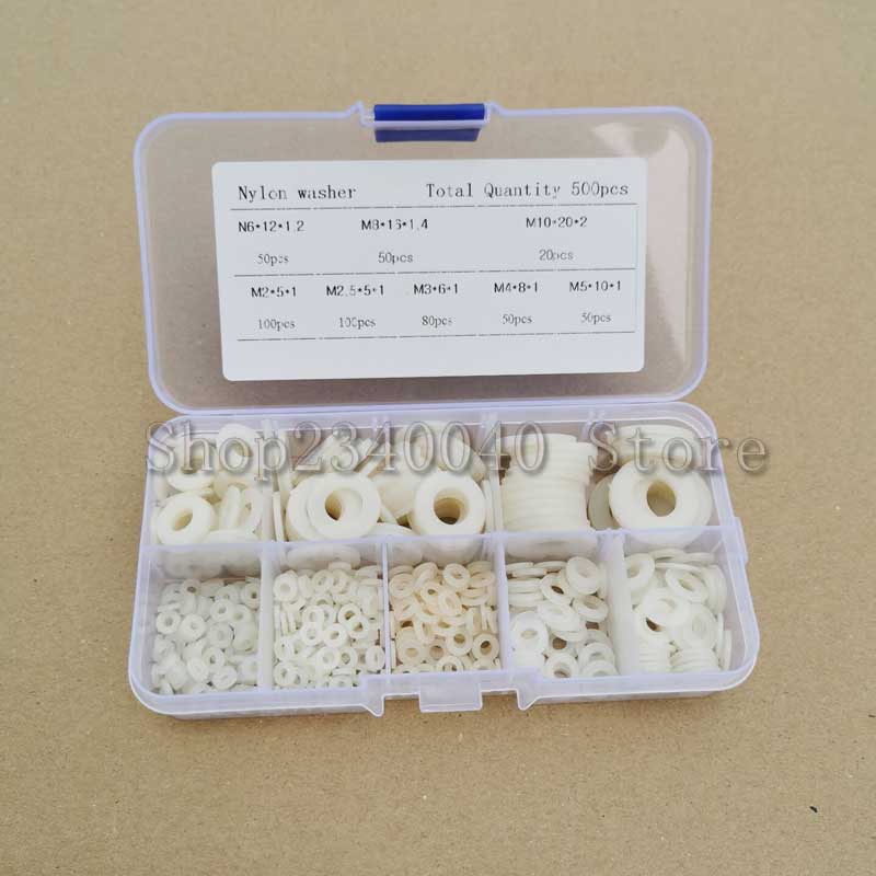 500Pcs M2 M2.5 M3 M4 M5 M6 M8 M10 Wit Wit Plastic Nylon Ring Platte Ring Vliegtuig Spacer Isolatie pakking Ring Voor Schroef