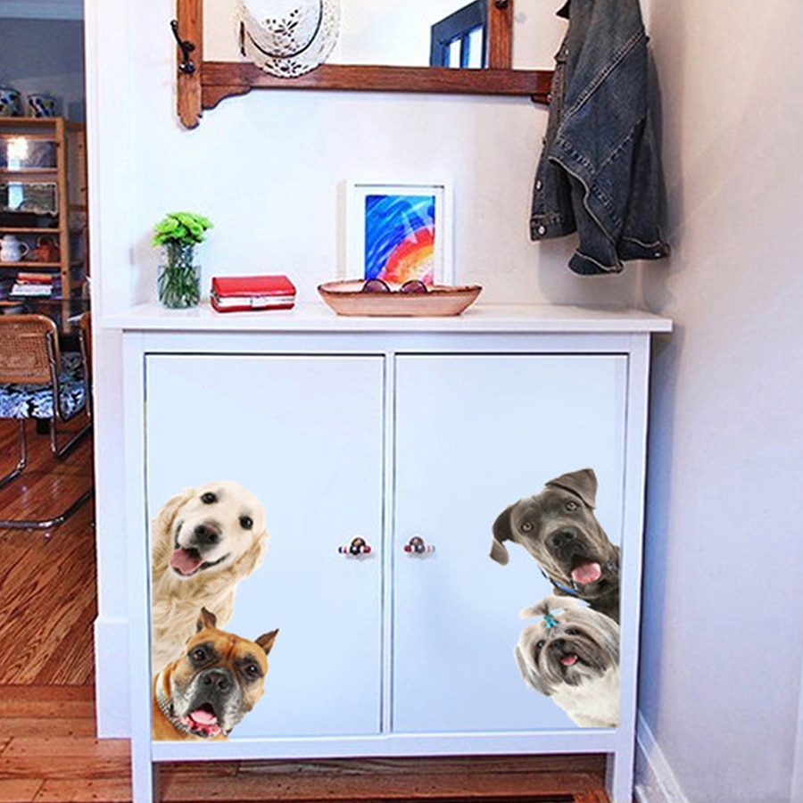 Sjovt dyr kat hund 3d wallstickers babyværelse stue køkken boligindretning dør vinyl vægindretning køleskab tapet