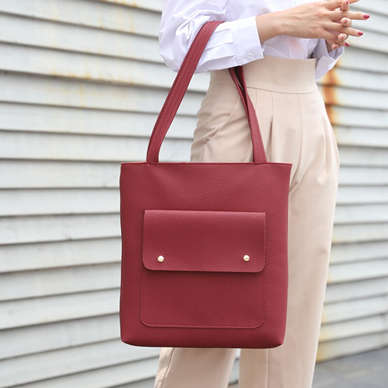 Vrouwen Lederen Handtas Lichee Patroon Grote Capaciteit Messenger Bag Voor Outdoor B2Cshop