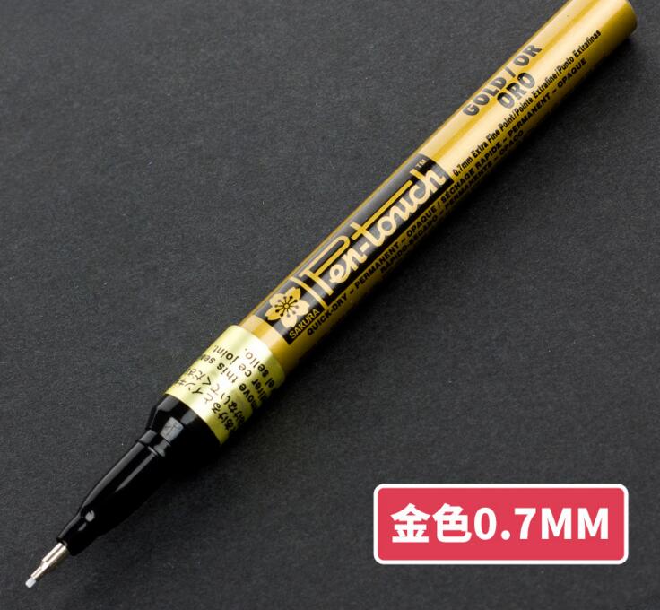 Sakura pen-touch metalliske tuscher uigennemsigtige oliemaling penne 0.7 mm 1.0 mm 2.0 mm hvidguld sølv japan: 07mm guld