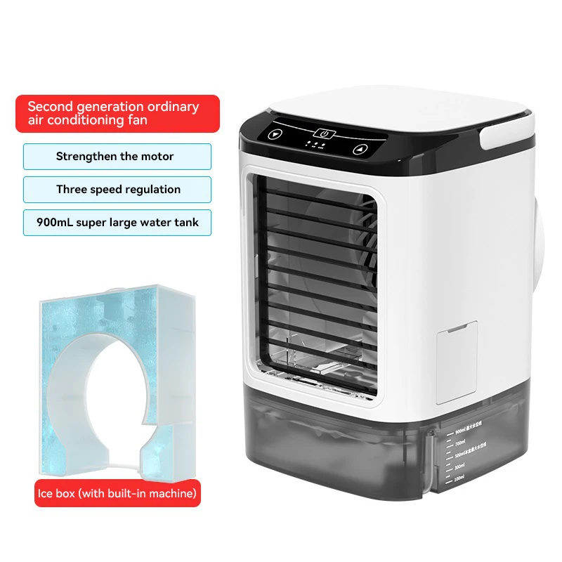 Xiaomi mijia ventilador de ar condicionado portátil spray duplo atomização ultrassônica 3 velocidades mudo refrigerador de ar luz noturna ventilador elétrico casa: Azul
