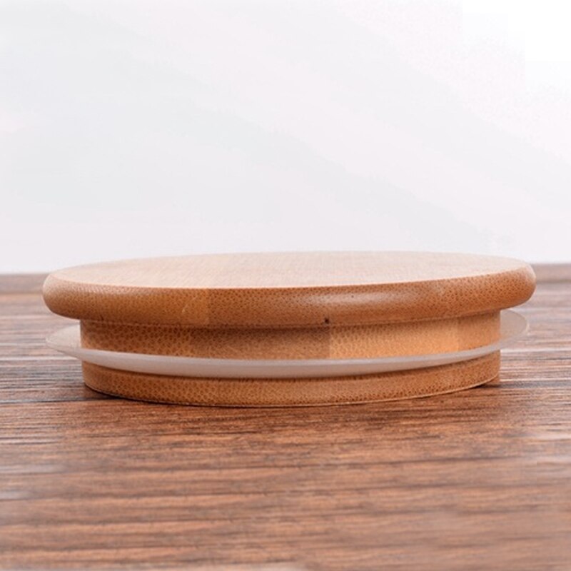 Tre lokk glass lufttett beholder kjøkken oppbevaringsflasker krukker matbeholder korn te kaffebønner flaske godterikrukkebeholdere: Bambusdeksel