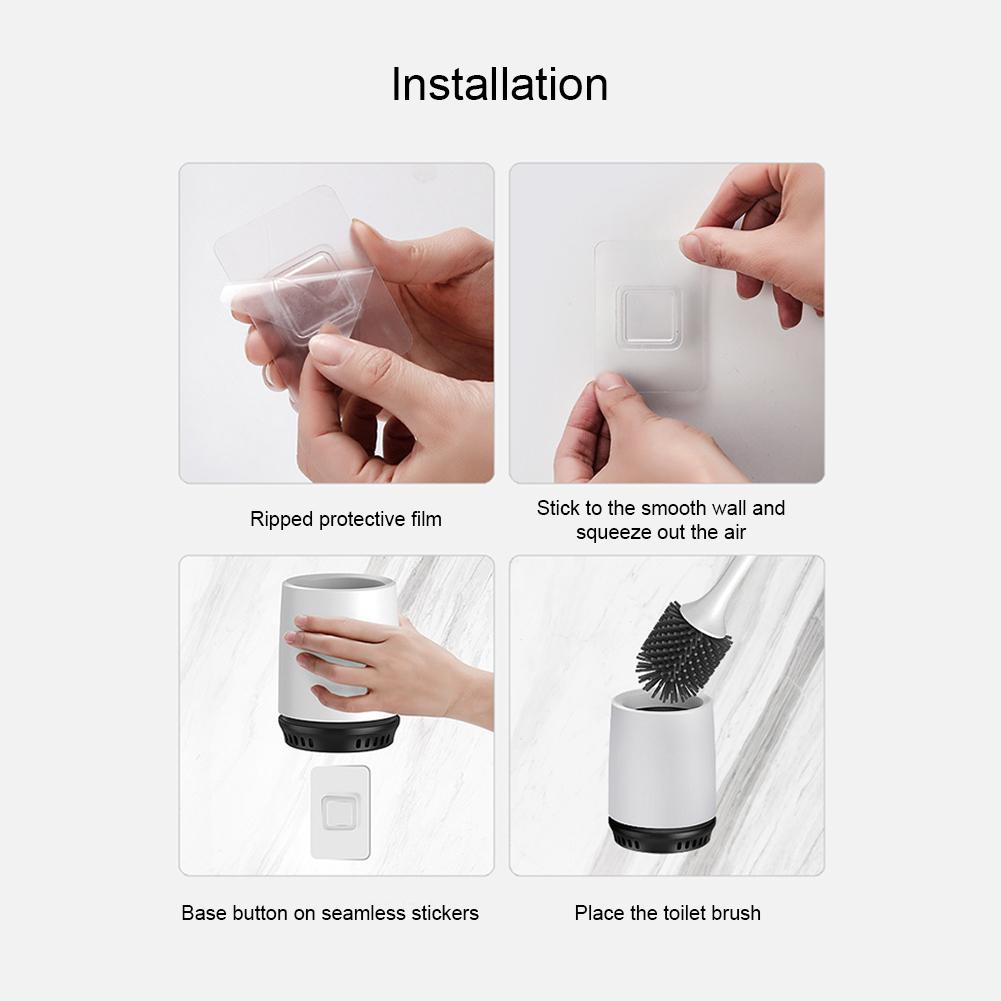 Toalettbørste i silikon med myk børste, toalettbørste på badet og holdersett, konstruert av slitesterk termoplastisk gummi