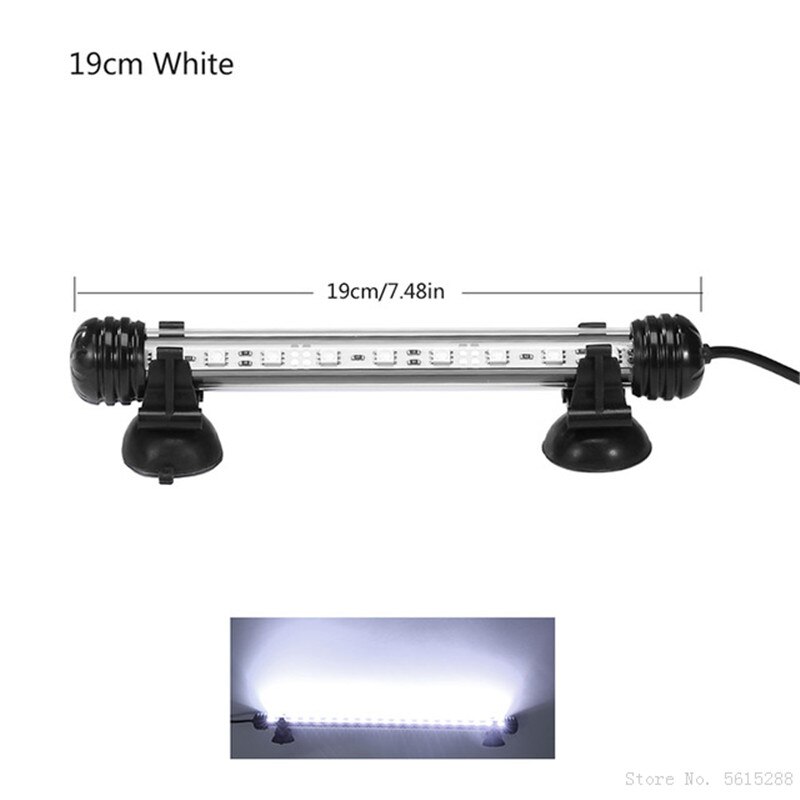Barra de luz LED impermeable para acuario, luz subacuática de 19, 29 y 39cm, lámpara para acuario, decoración de acuarios, iluminación de 220V, enchufe europeo: White 19cm