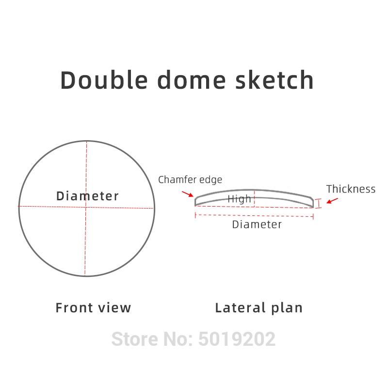 Watch glass Anti-scratch sapphire Double dome Thick 1.0mm diameter 30 mm to 39.5 mm