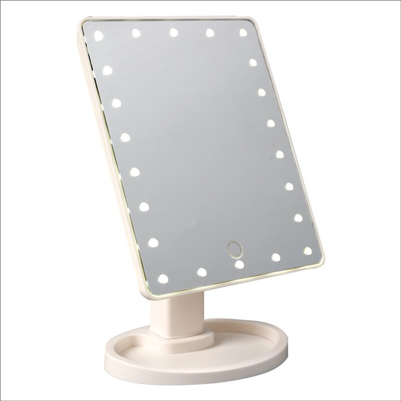 360 Degrees Rotation Makeup Mirror Adjustable 16/22 Leds Lighted LED Screen Portable Luminous Battery Cosmetic Mirrors wyt77: white 22 led