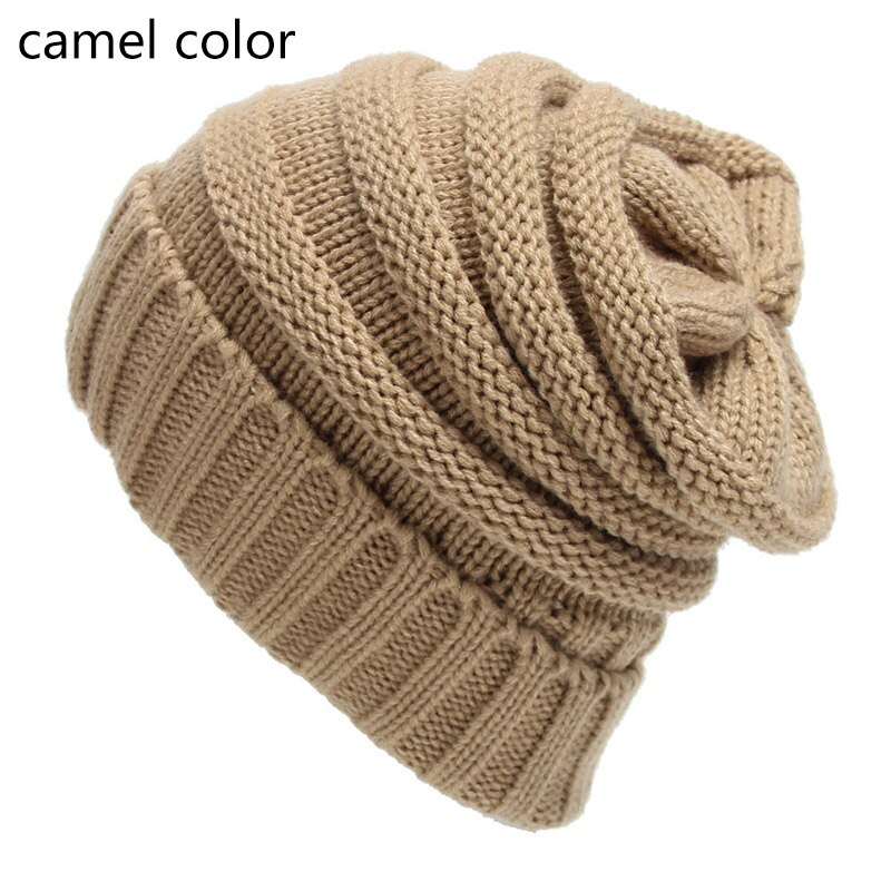 Q Keep Warm Knitted Hat 1Pcs Woman Bonnet 21*21CM Cap Multipurpose Autumn Winter Accessories Winter Essential Hats: camel color