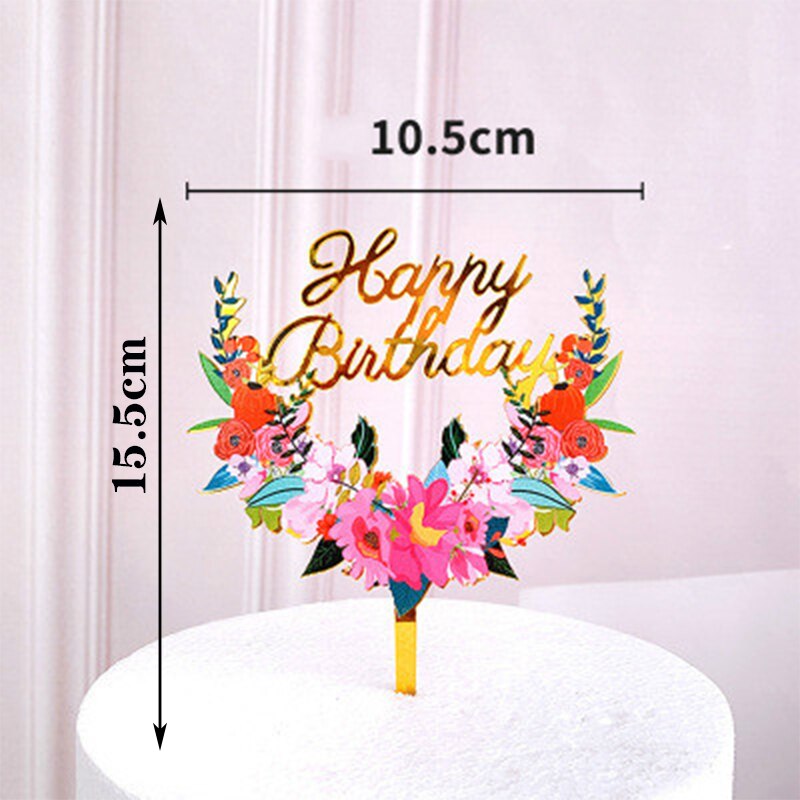 Akryl farve blomsterpige tillykke med fødselsdagen kage topper bryllupsdag glad mor & #39 ;s dag kage toppers dekoration forsyninger: Hb