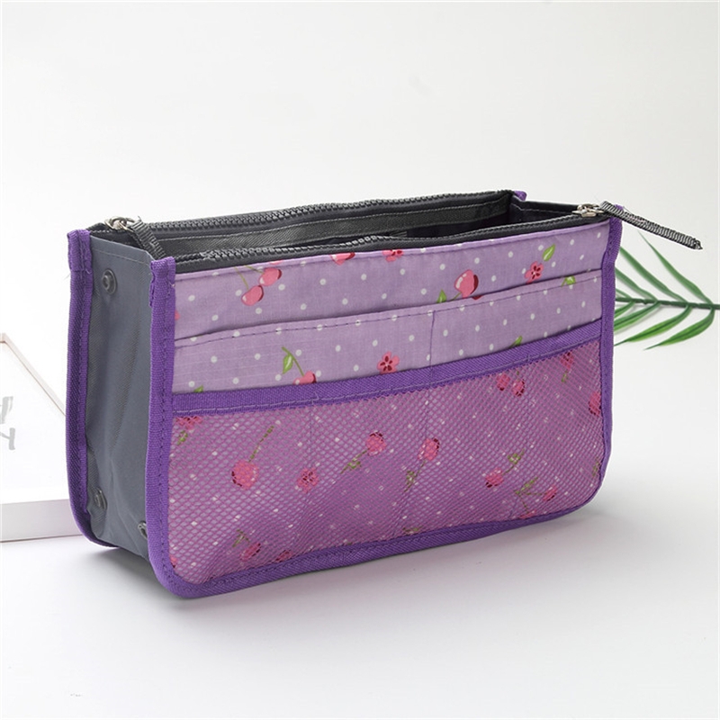 Bolsa organizadora de nailon para mujer, bolso organizador de viaje con forro grande, bolsa de cosméticos para maquillaje, bolso de mano barato para mujer: Lavanda