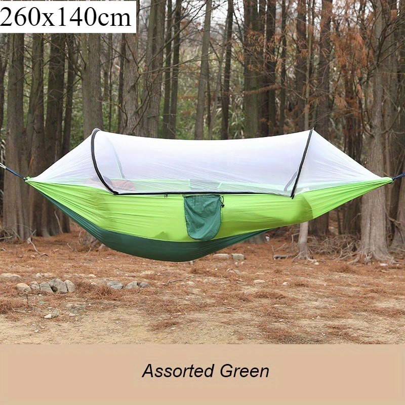 1pcs Anti-Side Flip Mosquito Proof Camping Hammock with Insect Net Portable Outdoor Hammock for Camping Lightweight Travel Bed: Blue