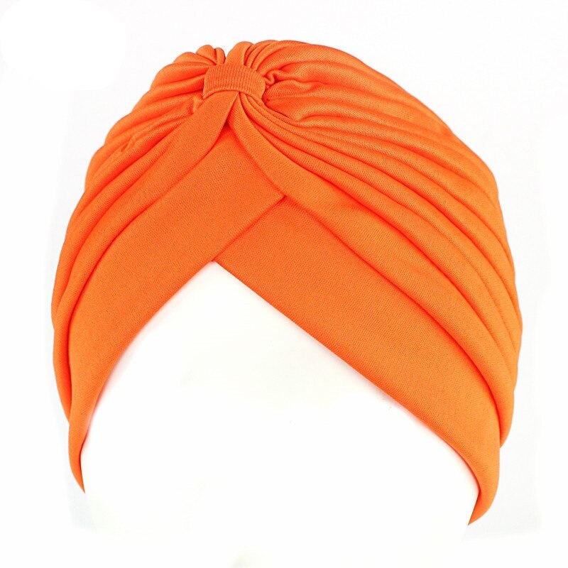 Plain Solid Hair Cap Turban Head Wrap Band Hat Bandana Hair Cap Sleeping Night Cap Hair Styling Accssories For Women: Orange