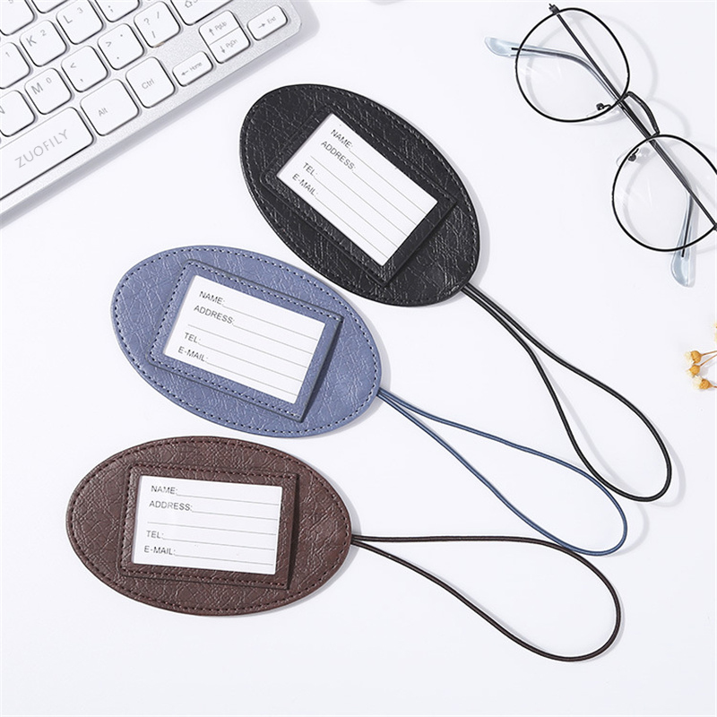 1PC Travel Accessories Luggage Tag Round PU Leather Suitcase ID Addres Holder Baggage Boarding Women Men Portable Label