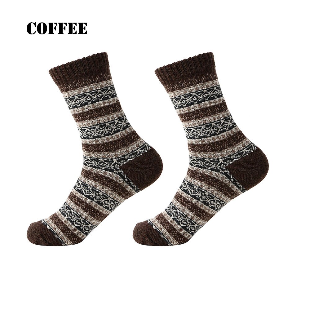 1 par herre harajuku stil bløde tykke kashmir afslappede sokker kanin uld blanding garn varm vinter behagelige sokker: Kaffe