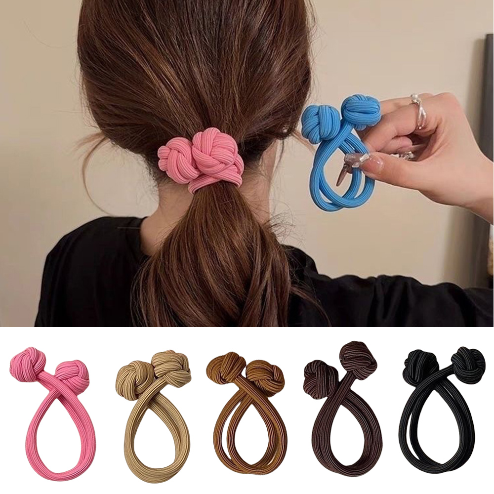Gomas elásticas para el pelo con nudo Simple para mujer, soporte para cola de caballo, bandas de goma gruesas, diademas de Color sólido, accesorios para el cabello