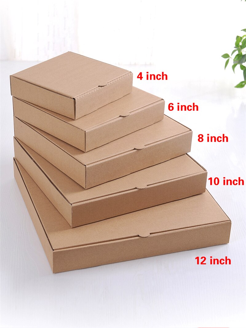 1PCS/10PCS Disposable pizza box 4-14inch pizza Carton Pizza paper box Packing Box Takeaway Kraft Square Packaging Boxes Food box