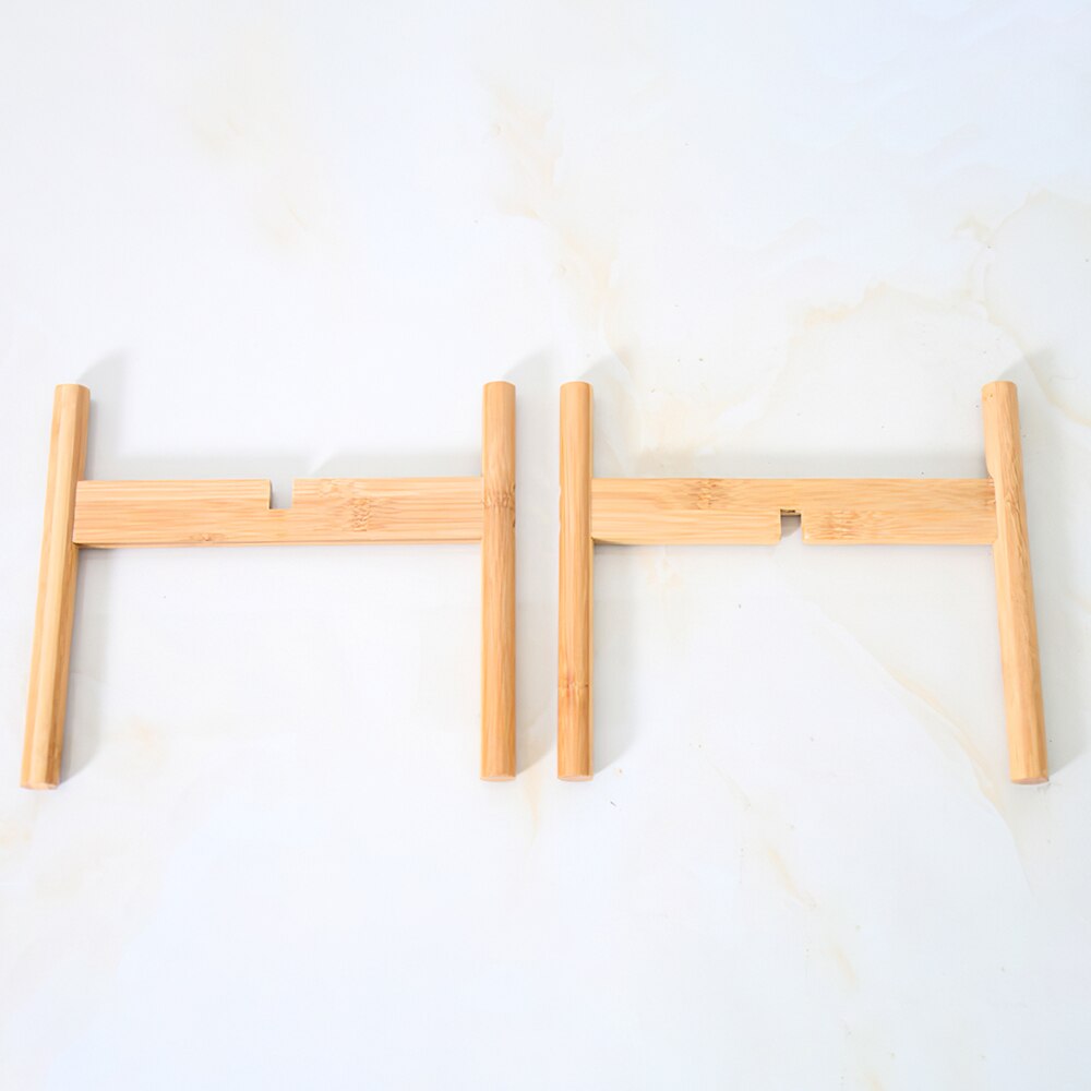 Wood Portable Single Bay Bamboo Flower Stand Mini Flower Pot Holder Plant Pot Shelf Four-Legged Vase Flower Pot Slip Bracket