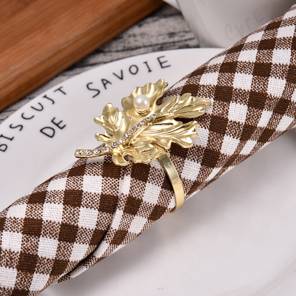 Leaf Rhinestone Servetring Multi Functie Handdoek Zinklegering Servetring Decoratie voor Bruiloften Banket Kerstmis Thanksgiving