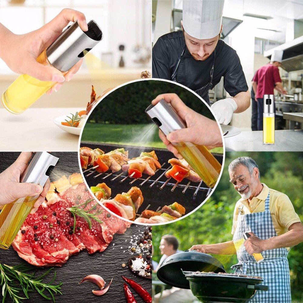 salt og pepper kvern med olivenoljesprøyter sett av 3 til matlaging