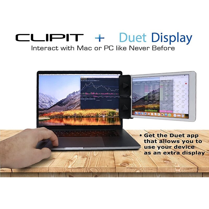 -Side Mount Clip for Dual Monitor, Dual Display iPad Monitor Mount and Tablet Stand Mount for Your Laptop (2 Pack)