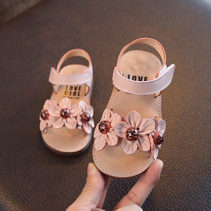 Zapatos de vestir de princesa para niñas pequeñas, sandalias de flores para niños, sandalias de playa blancas y rosas, novedad de verano 1 2 3 4 5 6 años