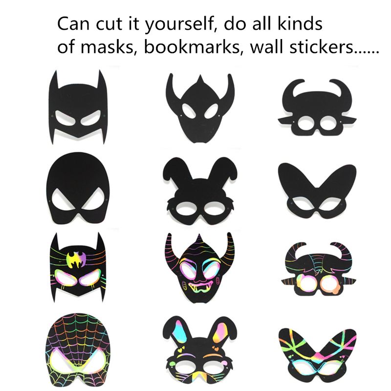 Scratch Art Set, 50 Piece Rainbow Magic Scratch Paper for Kids Black Scratch Off