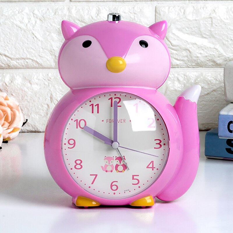 Reloj alarma para niños silencioso multifunción Hombre perezoso, música, luz nocturna creativa, mesita de noche, pequeña alarma, reloj de dormitorio de dibujos animados: Morado