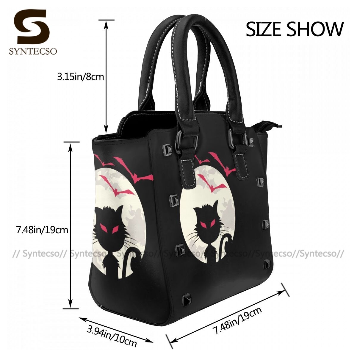 Lustige katzen-schultertasche, Jahrgang-handtasche, leder, reisetasche für damen