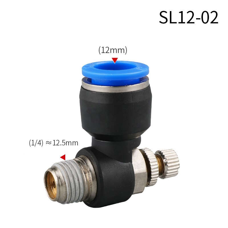Pneumatic quick connect connector SL 4 6 8 10 12mm M5 "1/8" 1/4 "3/8" 1/2 air speed regulating valve Accelerator valve: SL12-02