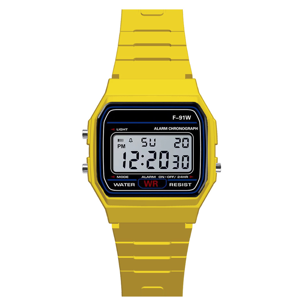 Classic Men Electronic Watch Analog Digital Sport Led Life Waterproof Wrist Watch Outdoor Hiking Camping Simple All-Match Watch: Yellow