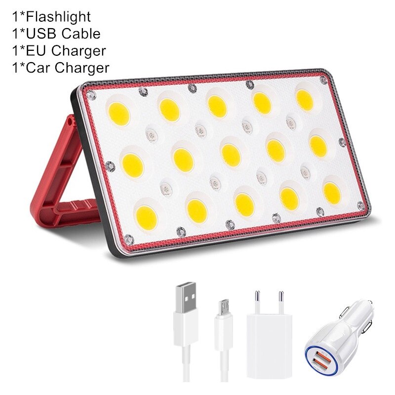 COB LED Work Light Rechargeable Flashlight USB Camping Light Portable Lantern With 180 degree Hanging Hook Power Display Outdoor: C