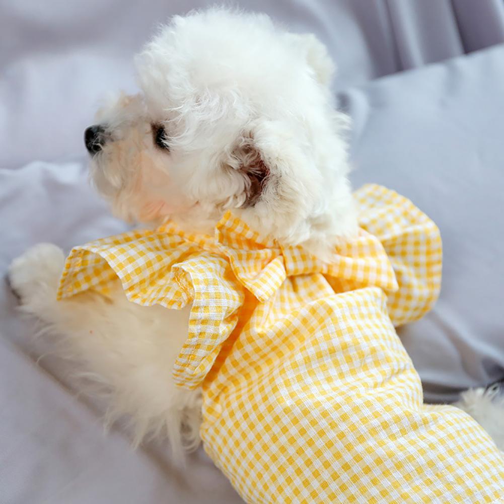 Huisdier Tops Strik Twee-Legged Katoen Puppy Plaid Shirt Voor De Zomer