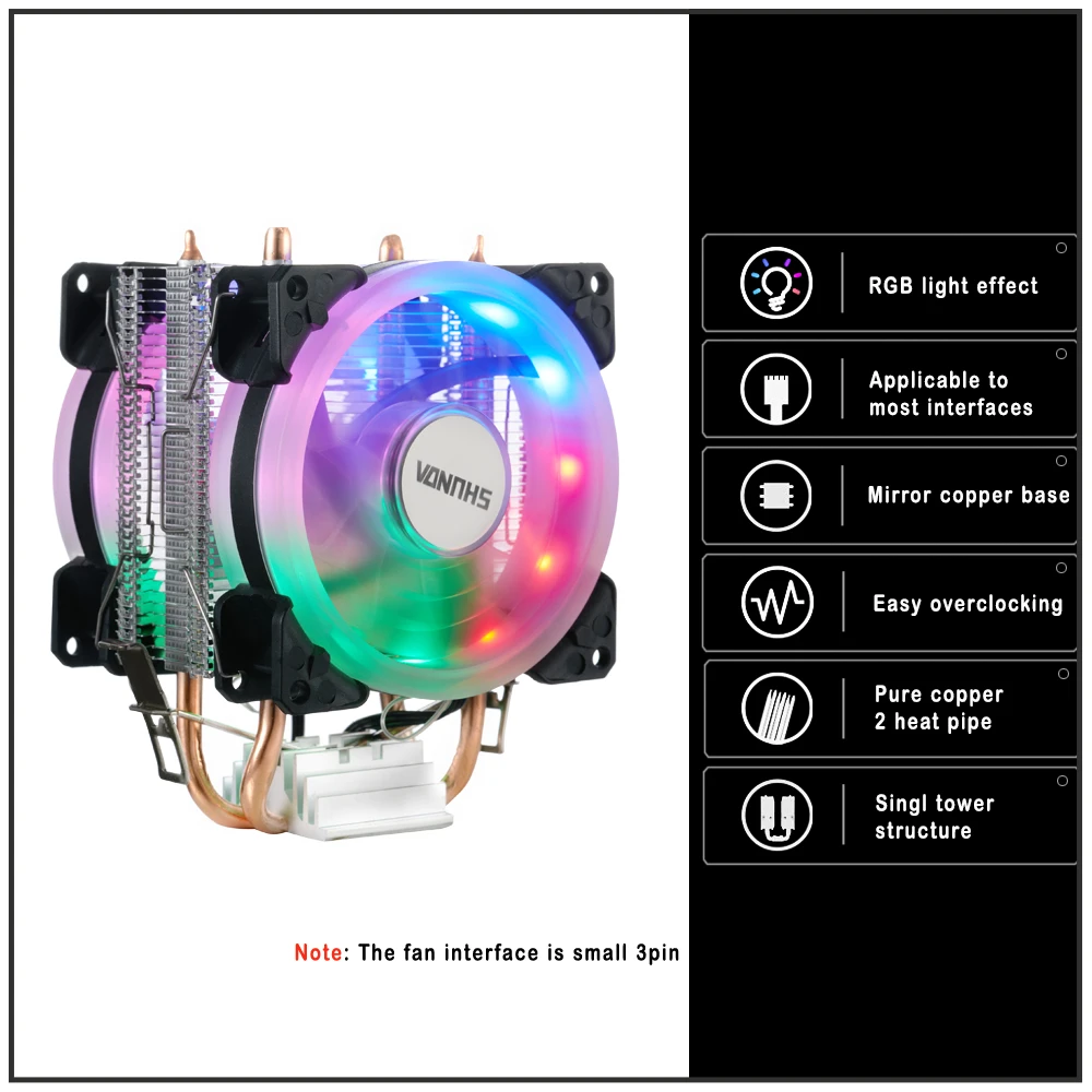Air Cooler x99 3 pin 90mm RGB Cooling CPU Fan IWONGOU 2 Heatpipes x79 Processor Cooler for Intel Lga2011 1200 1700 AMD Radiator
