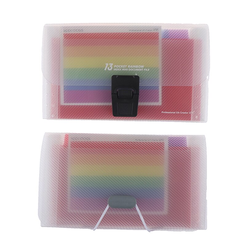 Office Supplies A6 Expanding File Folder Organizer Document Wallet Organizer Bag 13 Layer Rainbow Stationery