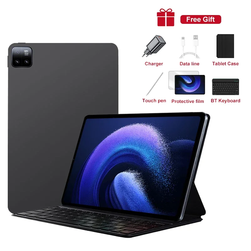 2025 Pad 6 Pro Originele Tablet 10.1 inch Android 14 Snapdragon 8gen2 Global 16 GB + 1024 GB 10000 mah 5G Dual SIM WIFI HD Volledig Scherm: WHITE