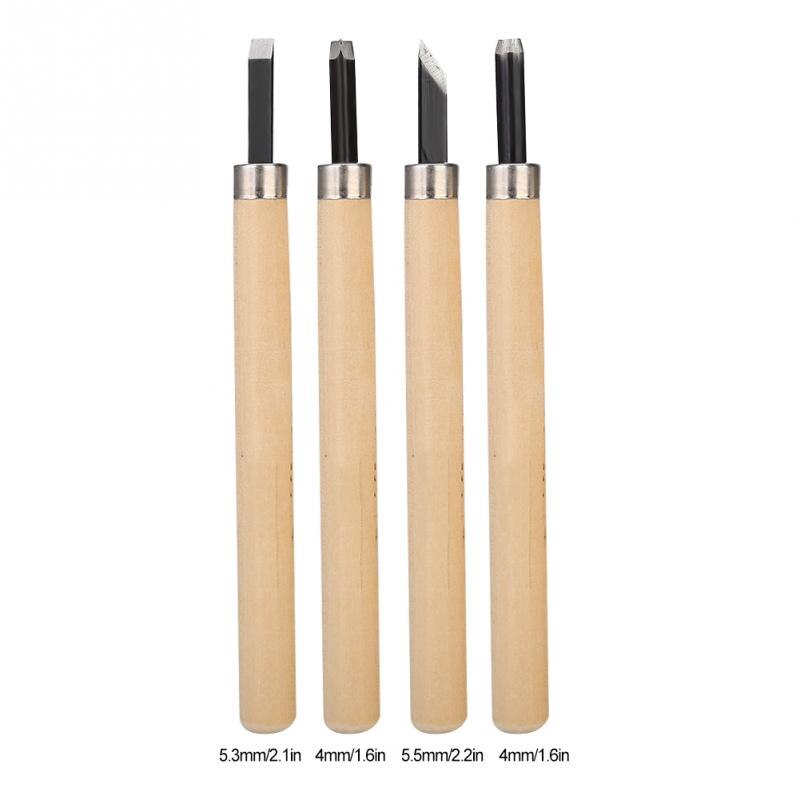 4 st/set träsnideri mejsel kniv handverktygssats för grundläggande detaljsnideri träarbetare: 3