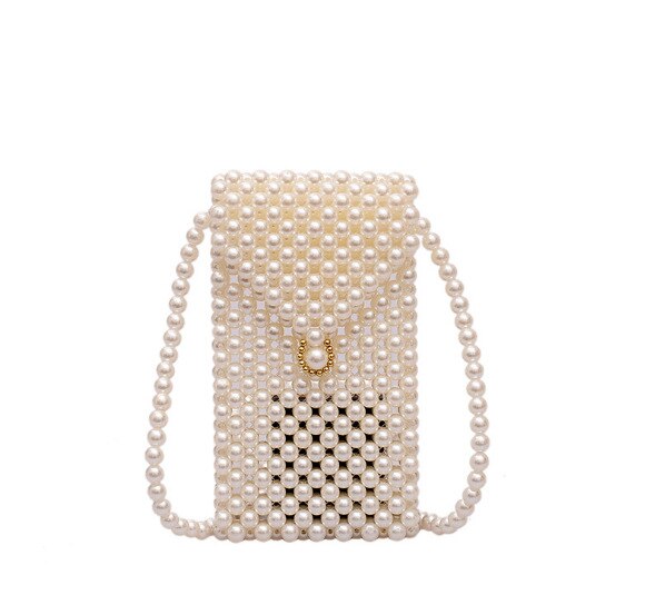 Vrouwen Parel Kralen Draagtas Acryl Clear Box Handtas Voor Vrouwen Party Vintage Kleine Avondtassen Luxe Strand sac: phone bag