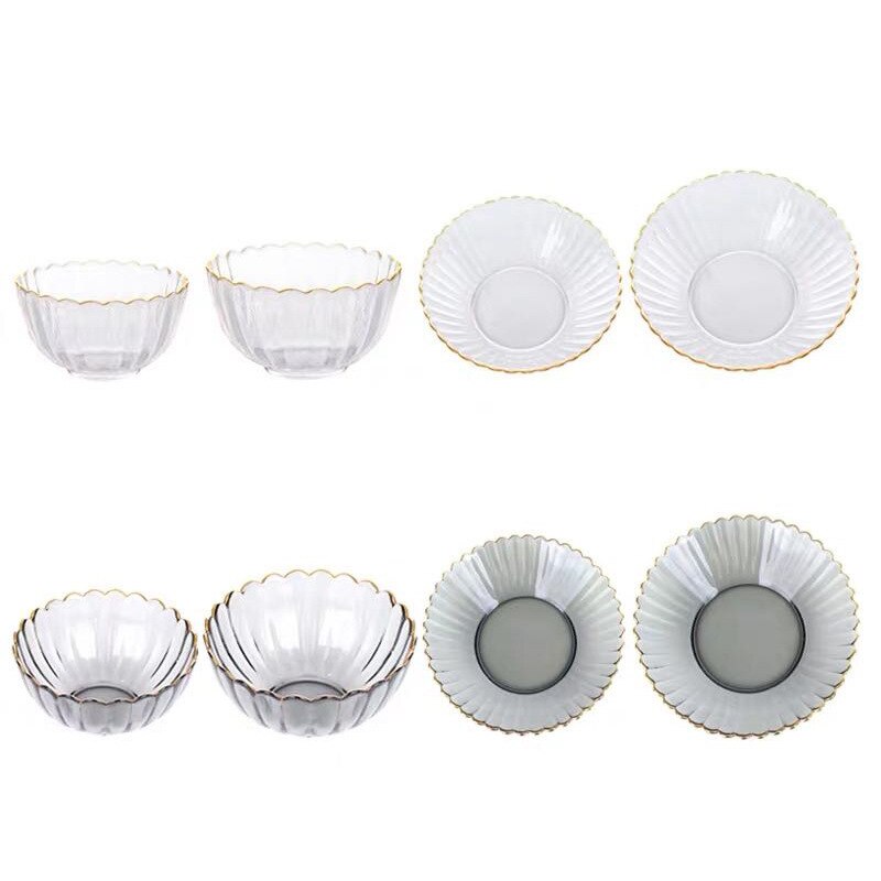 Porslin set nordisk stil phnom penh sallad kopp skål transparent glas skål set tallrik hem dessert tallrik frukt skål