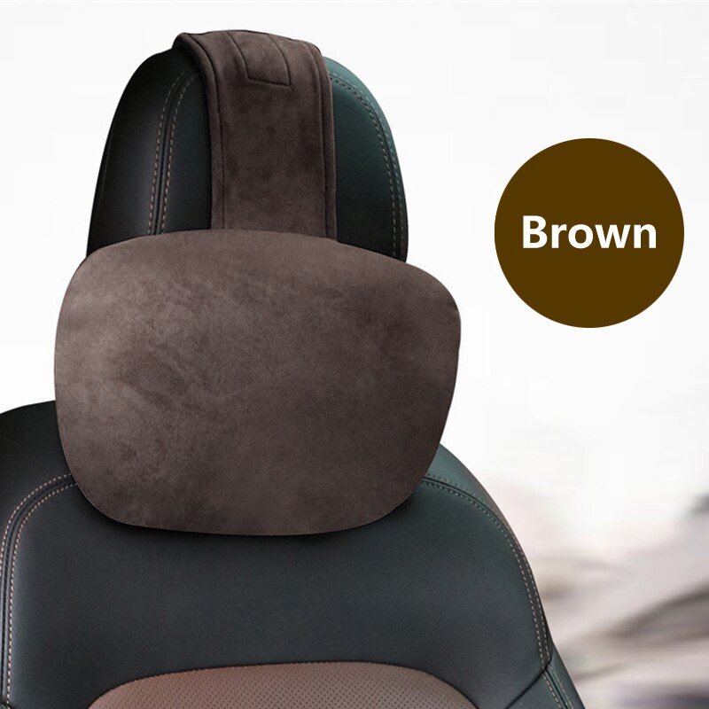 Universele Super Zachte Verstelbare Auto Reizen Hoofdsteun Hoofd Neksteun Kussens Zitkussen Ondersteuning Voor Benz W177 W215: Brown Headrest