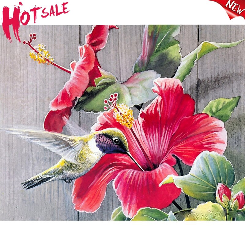 DIY Beaded Embroidery Kits Hummingbird Flowers Needlework Beads Partial Crystal Beaded Cross Stitch Hobby & Crafts