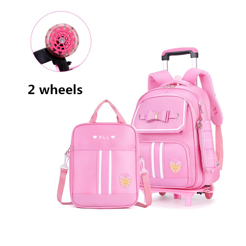 2 koła wymienny dzieci torby szkolne dla dziewczynek szkoła plecak z plecak na kółkach dla dzieci plecak dla dzieci torba na bagaż podróży plecak: różowy 2 wheels