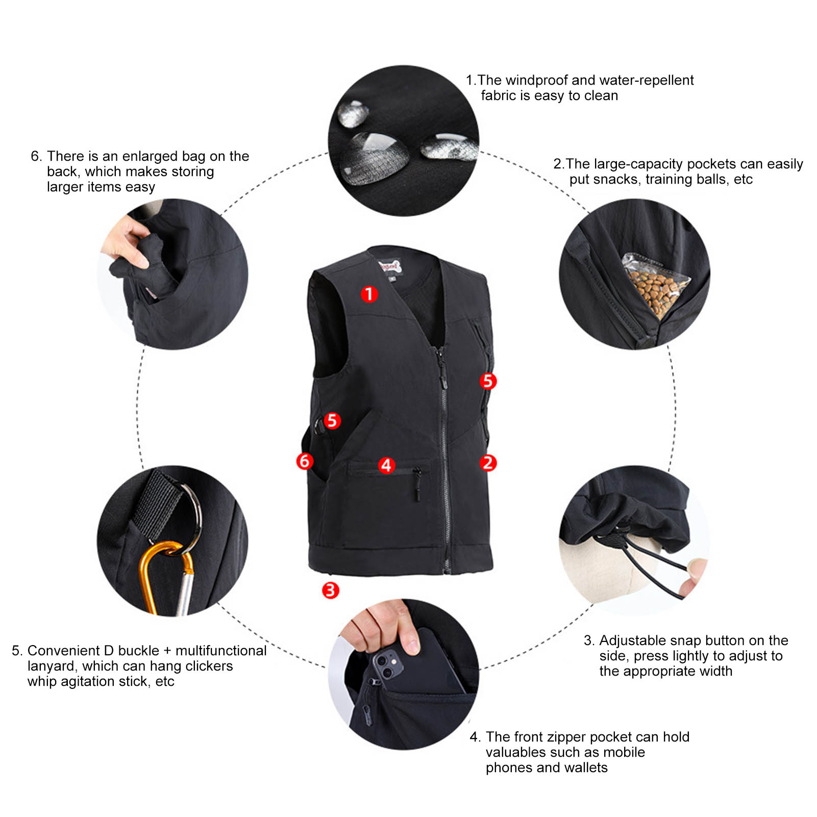 Pet Dog Training Vest Pet Agility Trainer's Vest Multi Pockets Vest Jacket For Pet Trainer