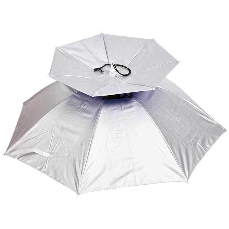 argent imperméable Anti-Uv parapluie chapeau plage tête tente soleil abri Portable 80Cm soleil ombre en plein air Camping pêche Hikin: Default Title