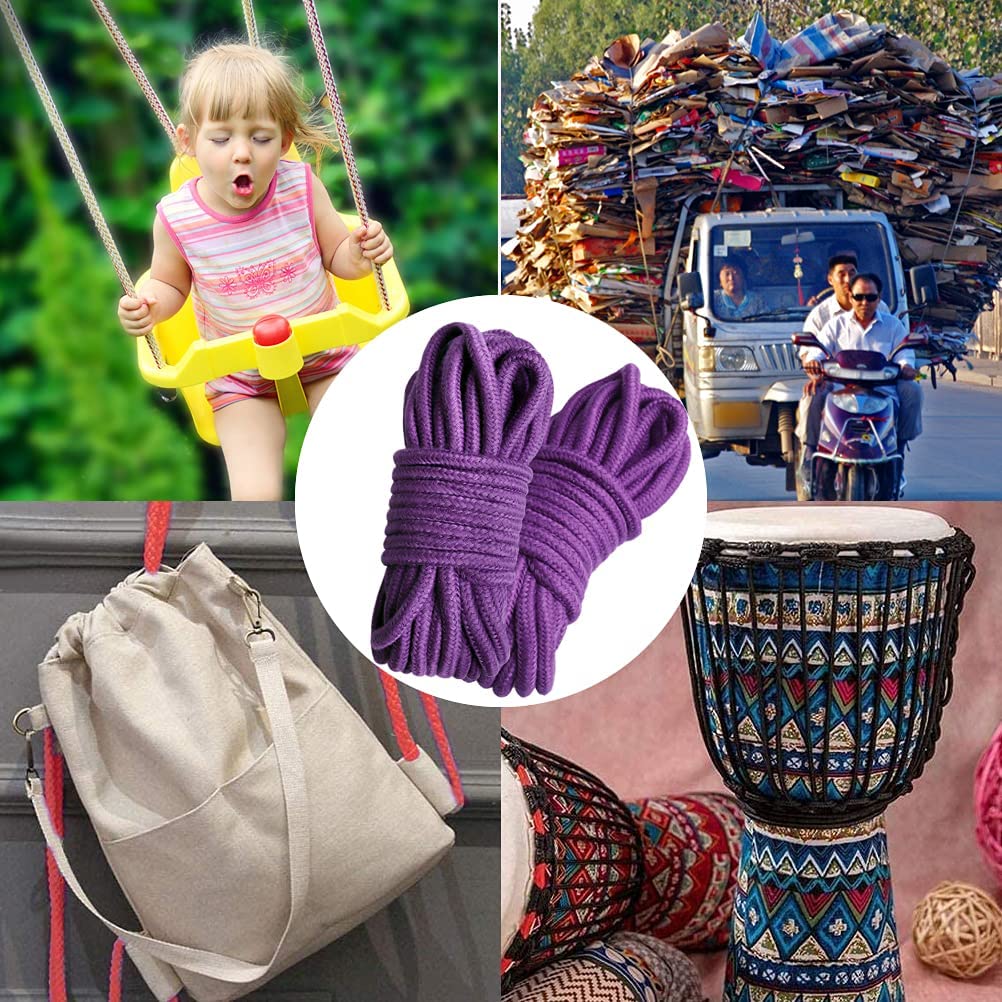 Soft Cotton Rope, Multipurpose Durable Long Rope, Soft Twisted Cotton Knot Tying Rope Cord, Utility Braided Cotton Rope