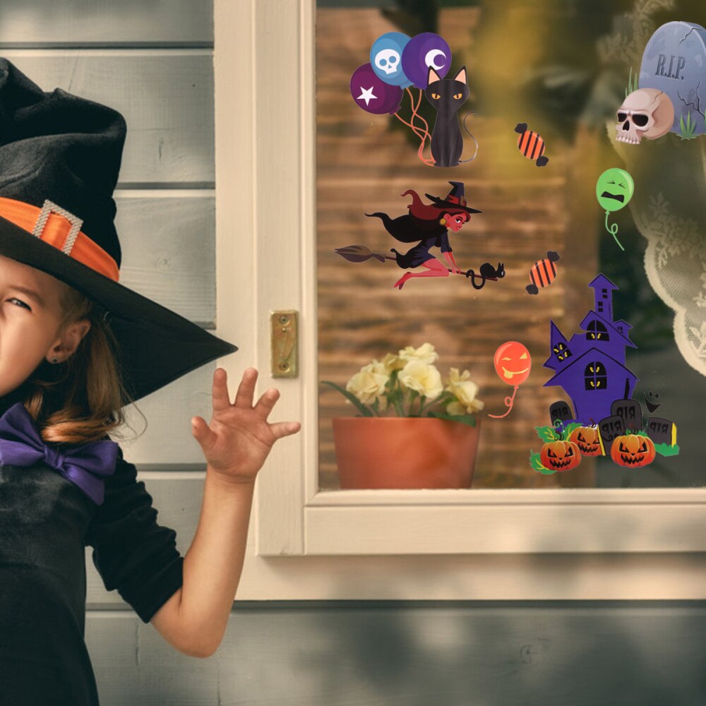 2 kpl juhlakoristeita halloween-tarrat juhlarekvisiitta seinän näyteikkunaan