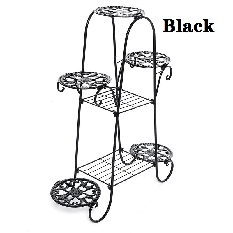 7 camada de ferro planta estande rack vaso de flores titular prateleira do jardim escritório em casa planta interior ao ar livre suculenta prateleira pátio jardim decoração: Black