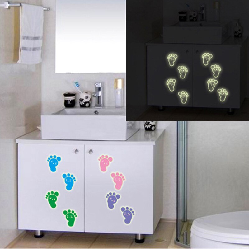 Leucht fußabdrücke Boden aufkleber für freundlicher Baby zimmer badezimmer boden dekoration Heimat Dekor decals glühen in das dunkel Zauberstab aufkleber