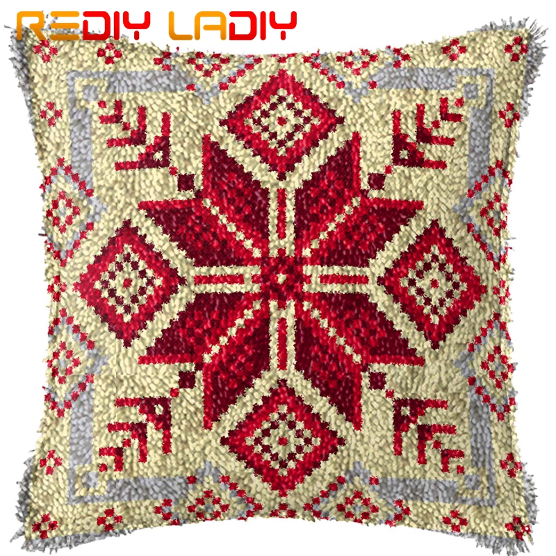 Spärrkroksatser gör din egen kudde mandala blomma tryckt canvas virkat kuddfodral spärrkrok kuddfodral hobby & hantverk: Bz387