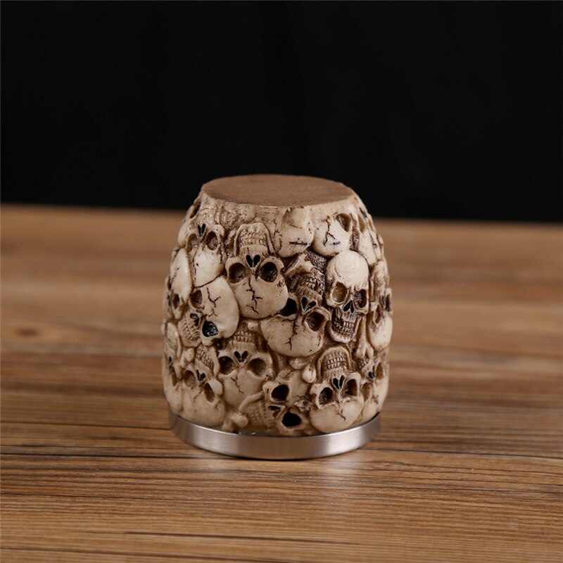 Taza de resina de acero inoxidable con forma de Calavera, vaso de cristal gótico, para cerveza, Vodka, Bar, 200ml