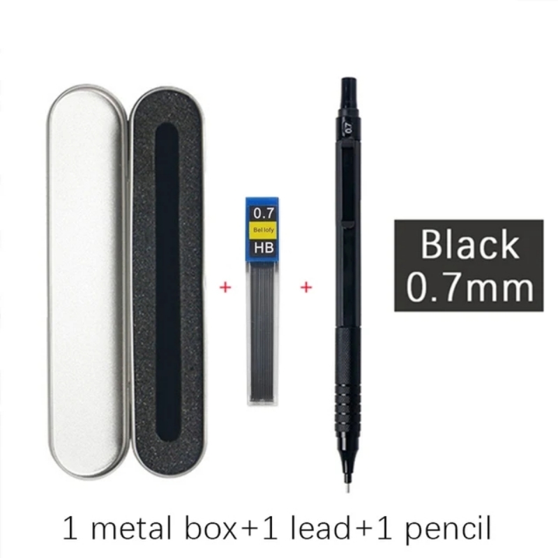 Metal Mechanical Pencils Set with Lead Refills Drafting Automatic Pencil 0.3, 0.5, 0.7, 2.0mm Pencil for Art Supply: PURPLE